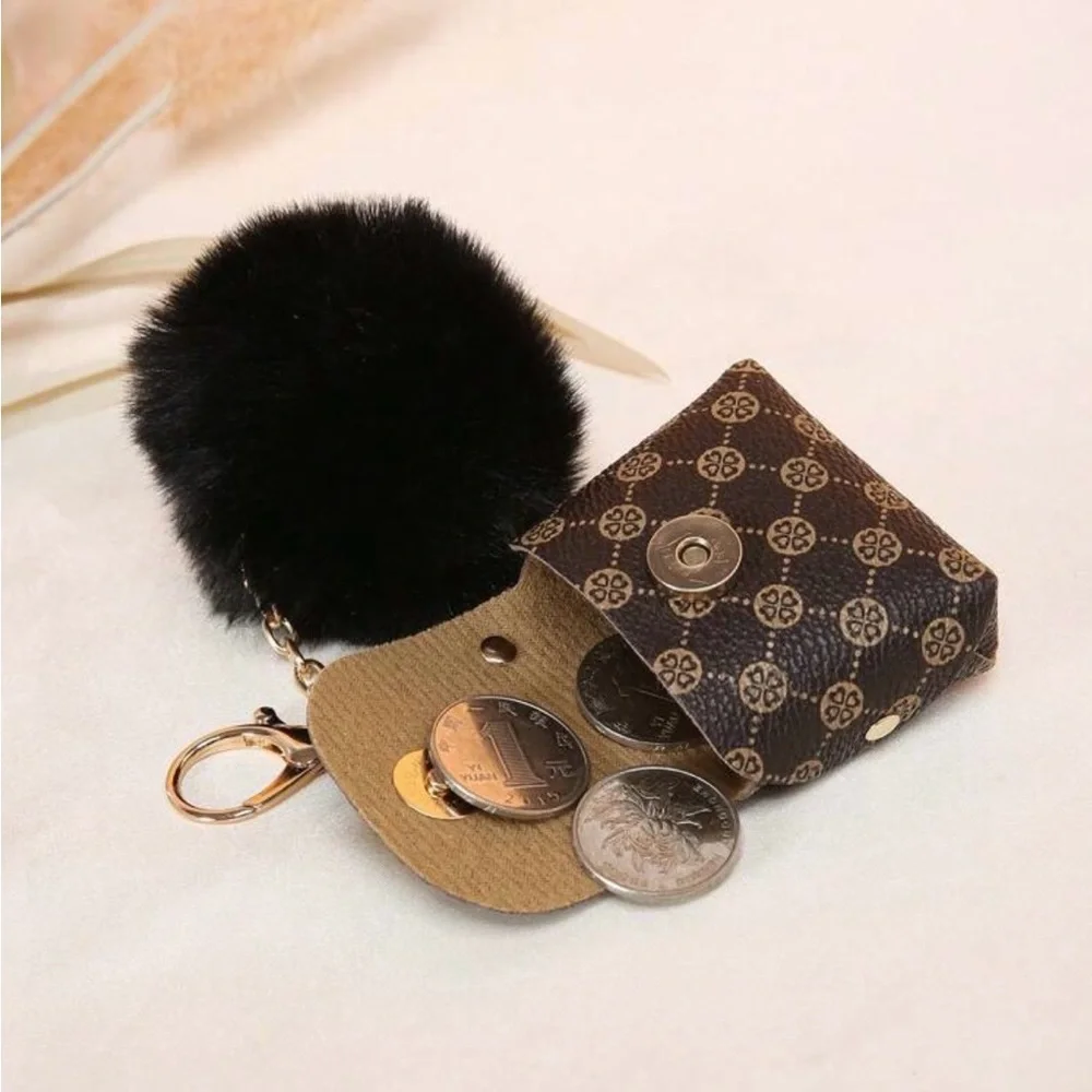 Monogram Bag Charm Pendant Keychain with Pom-Pom. New in Packaging! - Picture 4 of 9